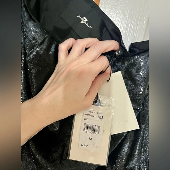 Seven One Shoulder Metallic Velour Fit & Flare Dress - Picture 5 of 6